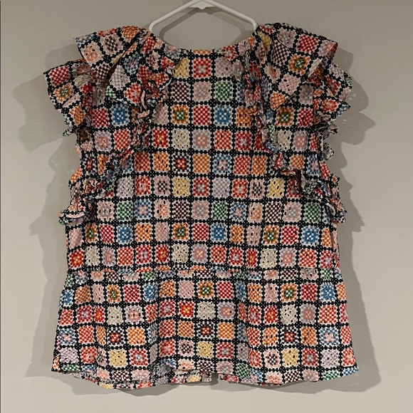 Maeve Multicolor Checkered Ruffle Blouse - Picture 6 of 9